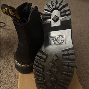 Dr. Martens Black Combat Boots with Yellow Stitching